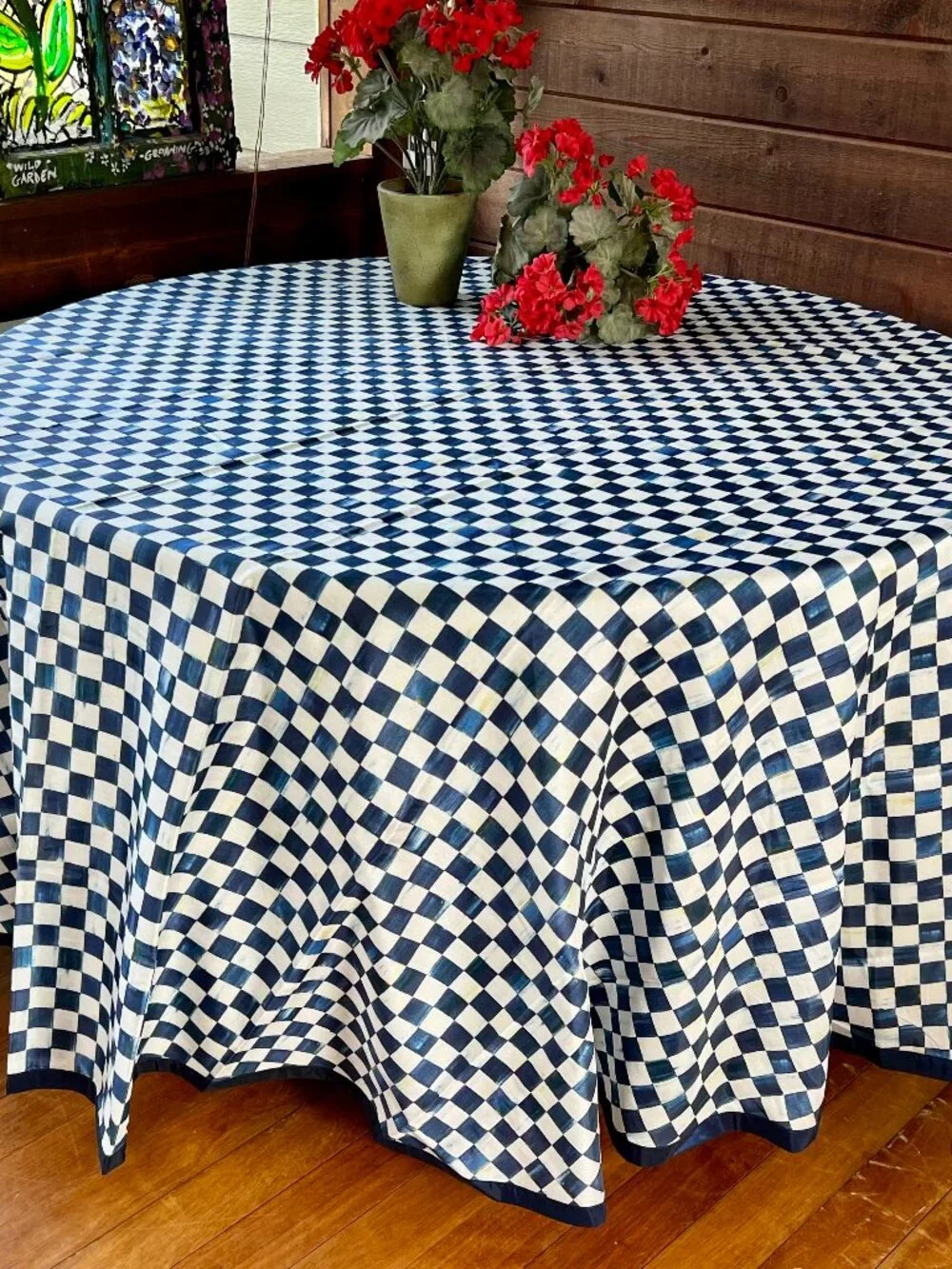 MacKenzie-Childs Royal Check Round Tablecloth